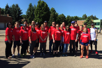 Employees volunteered to support the local marathons race